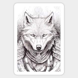 Wolf Animal Wild Nature Illustration Line Epic Illustration Line Art Magnet